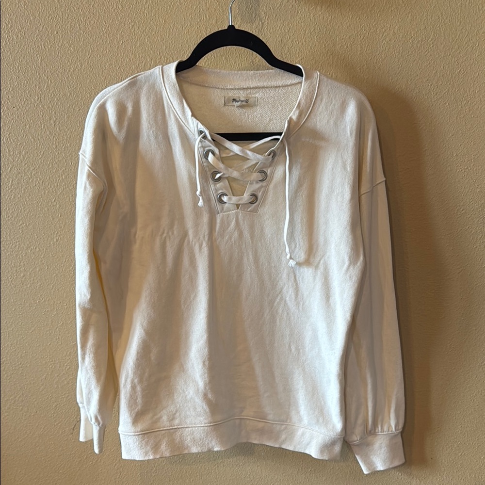 Madewell • Women's Cream Lace-Up Sweatshirt